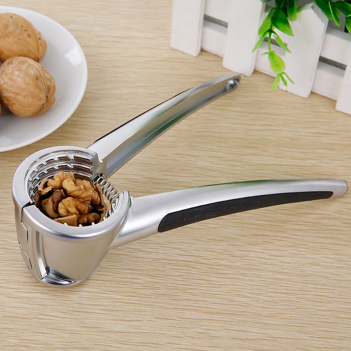 Nutcracker - Walnut Cracker - Multifunctional Nutcracker - Conical Nutcracker - Nutcracker Tongs - Non-slip Handle - For All Types of Nuts - Silver — image 3
