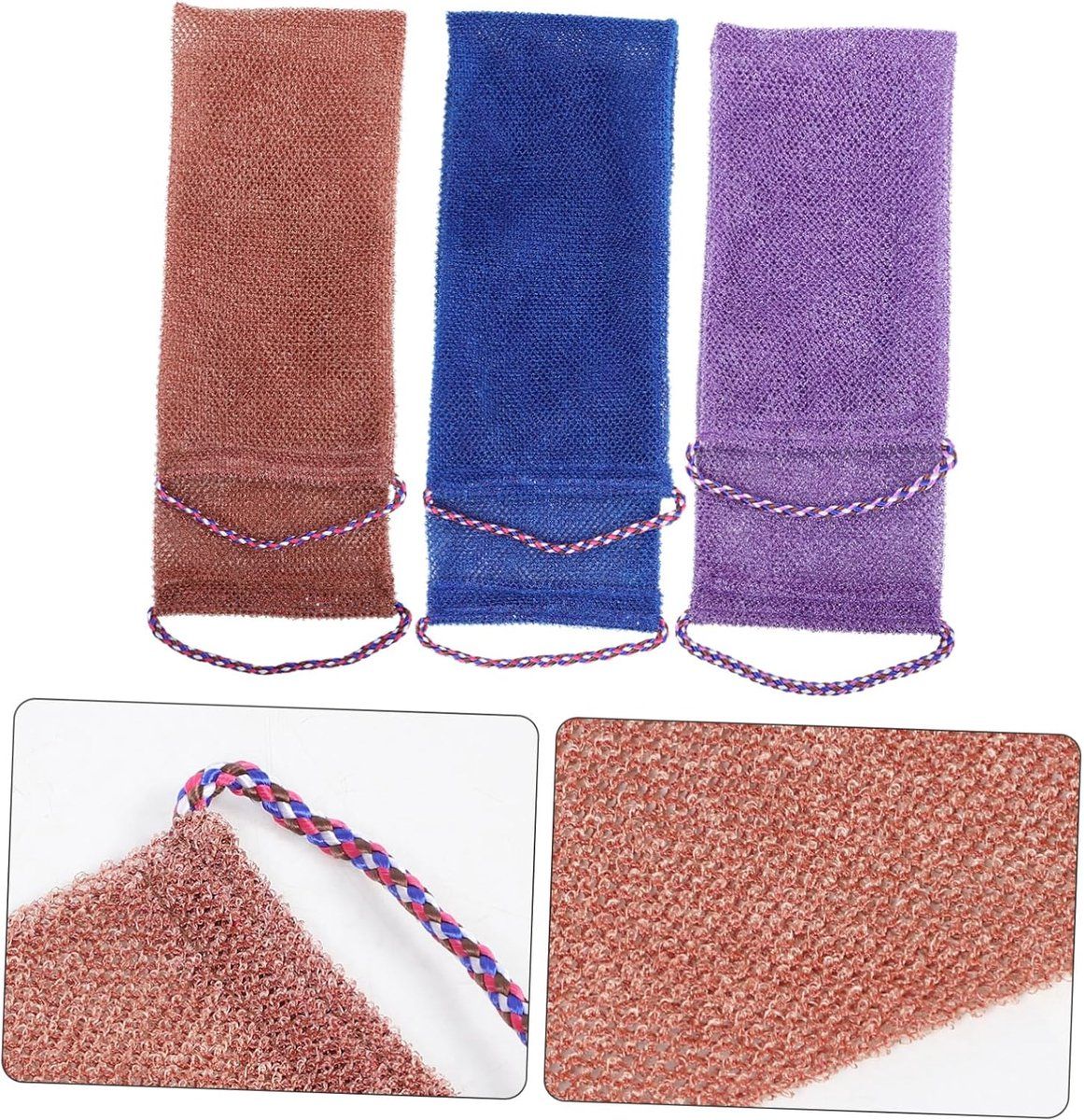 2 Pack African net sponges, African sponge, fast foaming, rough cleaning, lightweight and easy to use, Dark blue, brown, 75 x 14 x 0.5 cm — image 2