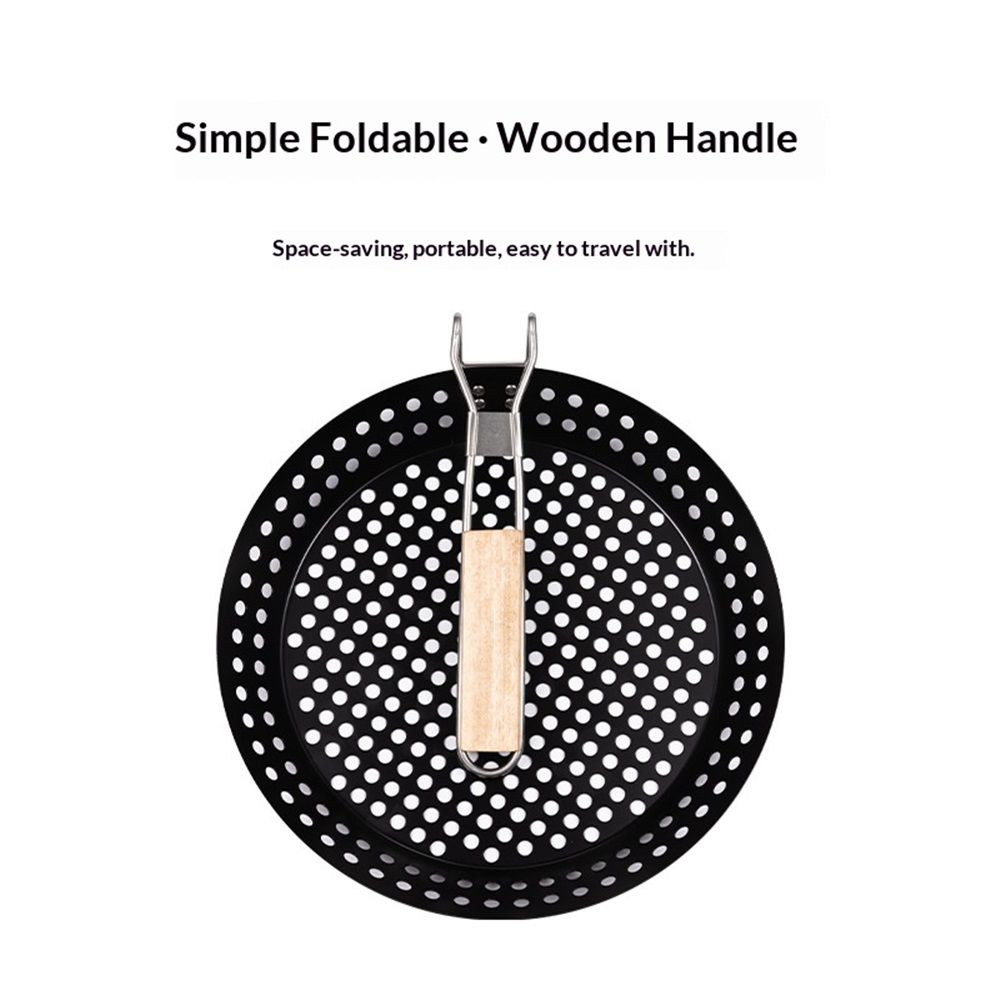 1 Piece BBQ Frying Pan with Holes, Non-stick BBQ Grill Pan, Stainless Steel Barbeque Woks, Grill Basket Vegetable with Handle | Vegetable Charring Pan for — image 2