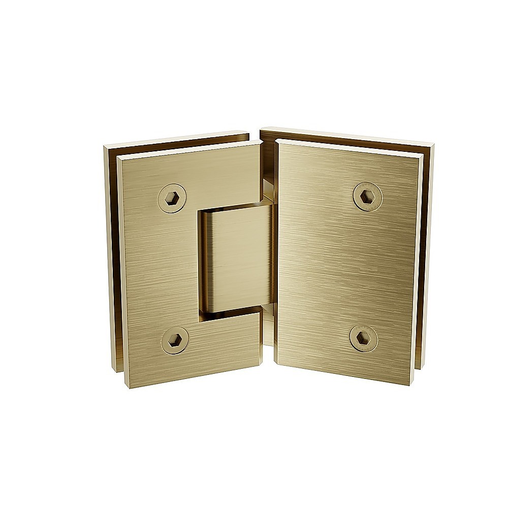 135 Degree Glass to Glass Brass Square Shower Hinge in Gold — image 4