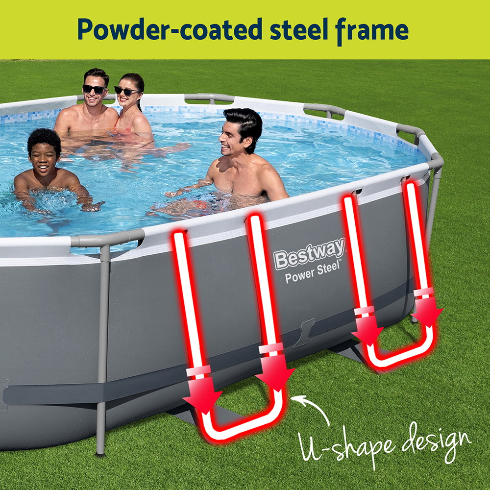 Bestway 488x305x107cm Swimming Pool Steel Frame Set w/ Pump Filter Ladder Cover — image 5