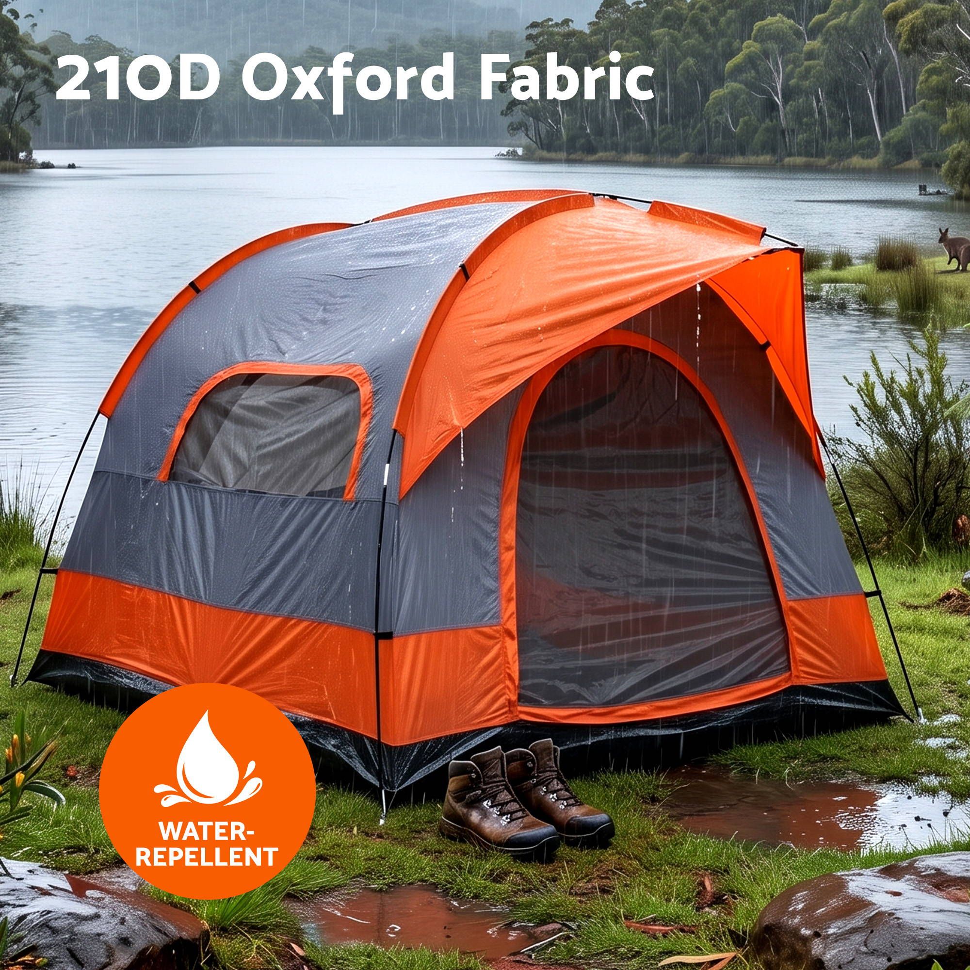 Weisshorn Camping Tent SUV Family Camping Car Tent 6-8 Person 250cm Orange โ image 5