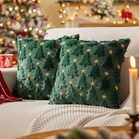 Christmas Pillowcase Set - Set of 2 - Winter Christmas Themed Cushion Covers - Christmas Decorations - Soft Christmas Cushions, Christmas Covers - 45 x 45 cm