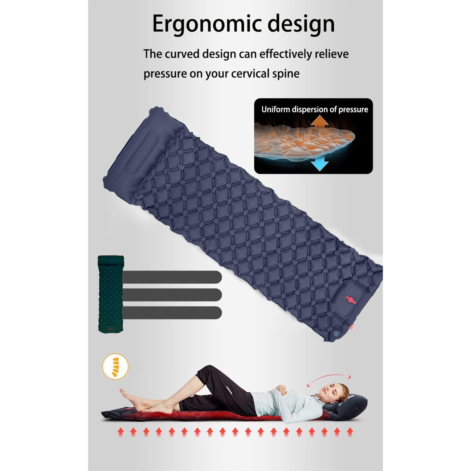 Ultralight Camping Sleeping Pad: Built-in Foot Pump, Integrated Pillow โ Compact, Waterproof for Hiking/Backpacking (Dark Blue) โ image 6