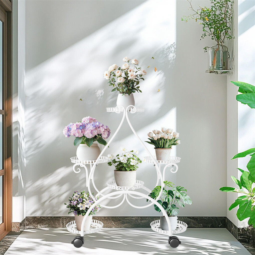 Movable Metal Plant Stand Garden Cart Indoor/Outdoor Decor — image 4