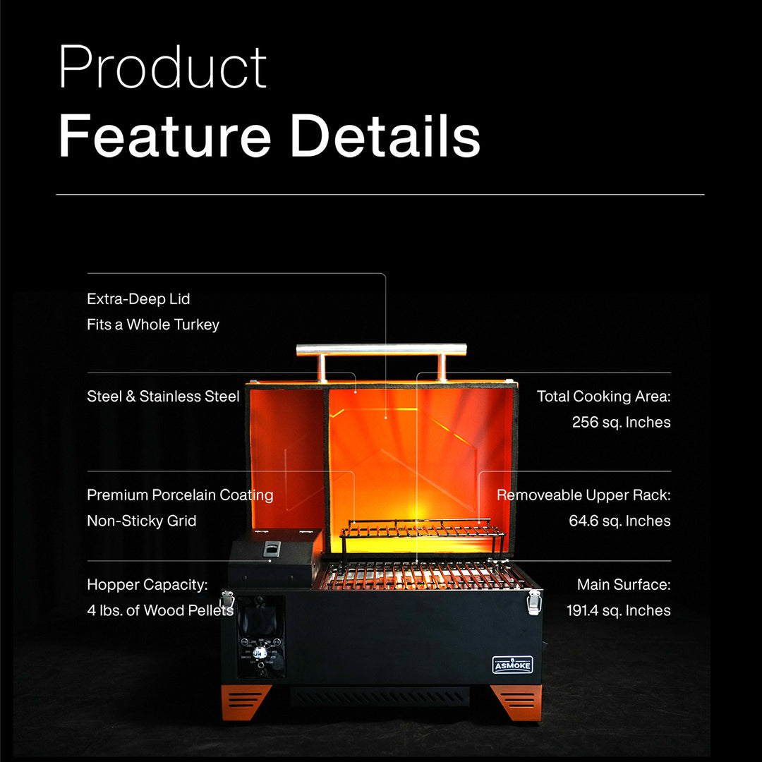 Asmoke AS350 Portable Wood Pellet Grill - Cyder Black — image 3