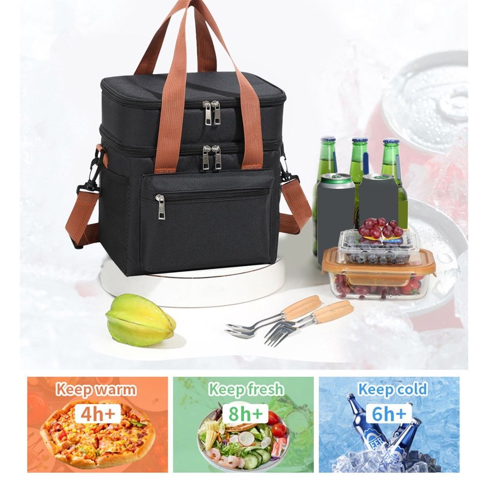 Lunch Box Bag for Nurse Double Layered Portable Lunch Bag Adult Lunch Tote Teacher Nurse Work Picnic Beach with Adjustable Shoulder Strap