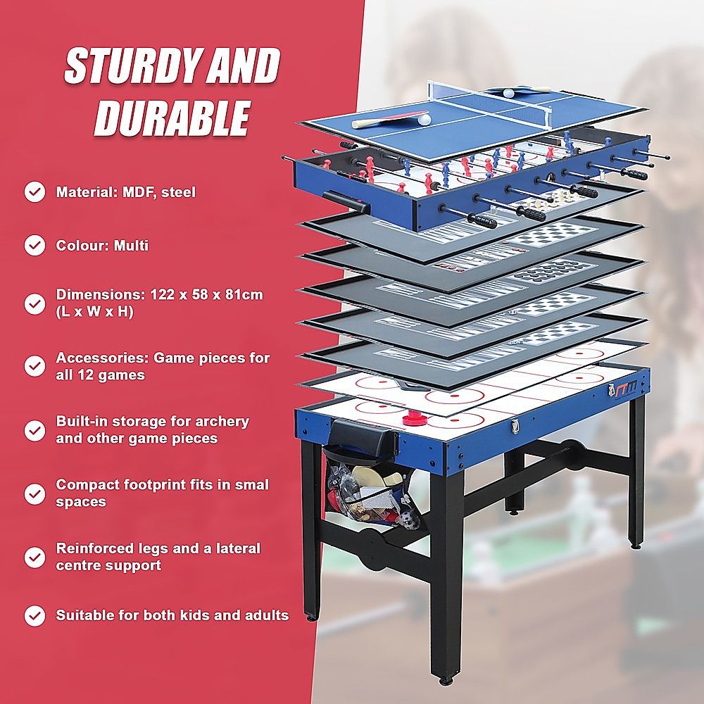 4FT 12-in-1 Combo Games Tables Foosball Soccer Basketball Hockey Pool Table Tennis โ image 4