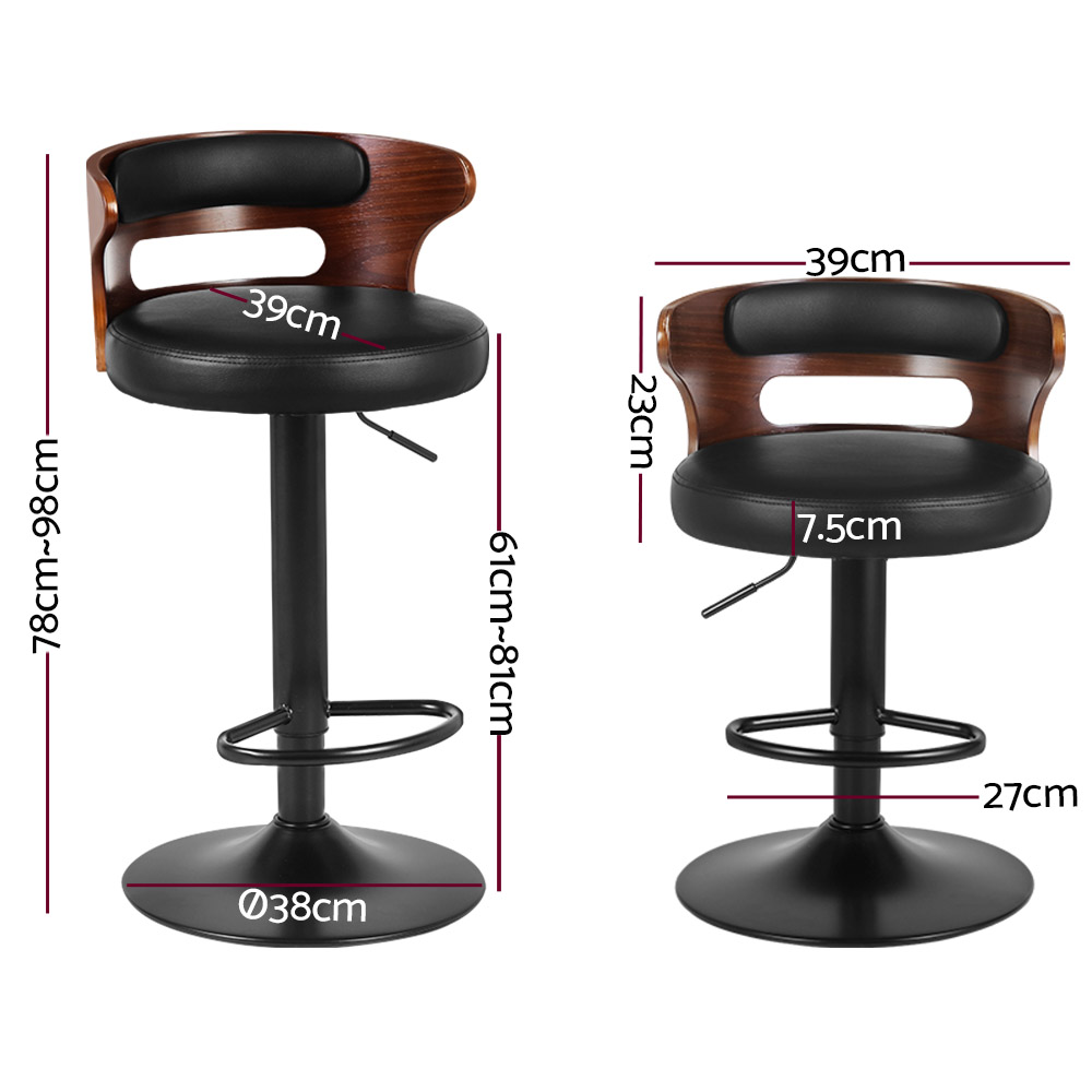 Artiss 2x Bar Stools Gas Lift Faux Leather — image 2