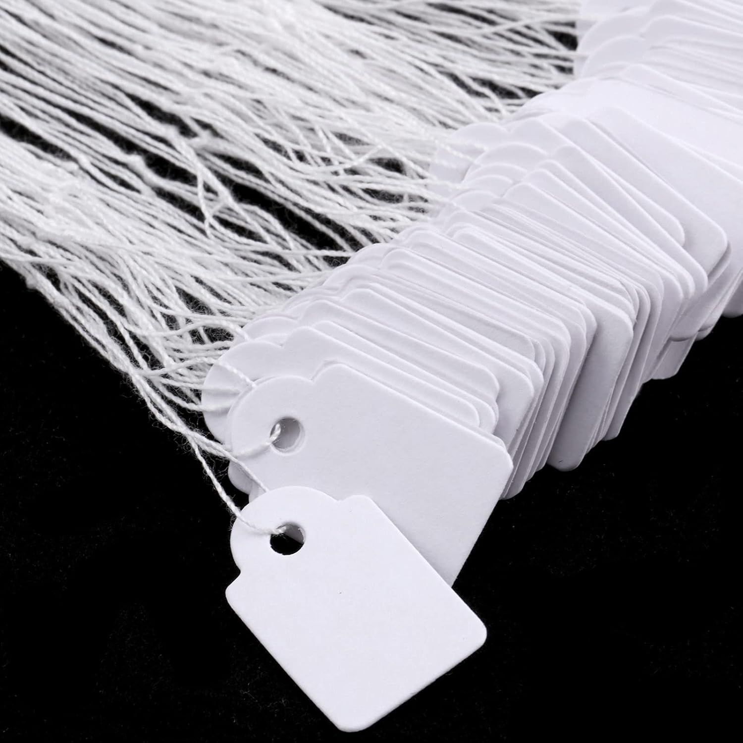 500 Pcs Small Price Tags with String Attached 0.6 x 0.95 in White Blank Marking Tag Writable Merchandise Strung Hang Label Pricing Marking Gift Display Tag for — image 6