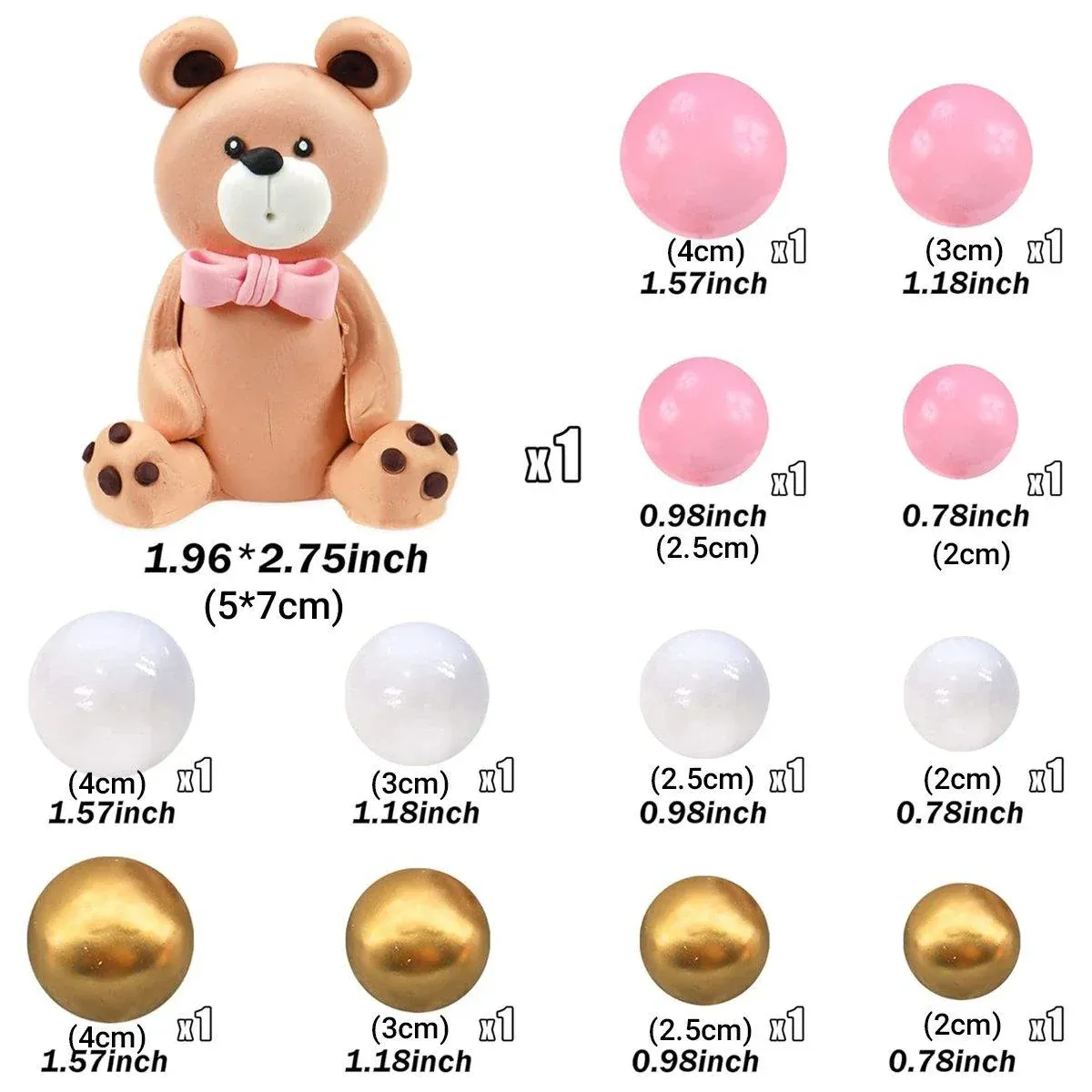 13pcs Teddy Bear Cake Decoration Set Party Birthday Teddy Bear Cake Topper โ image 3