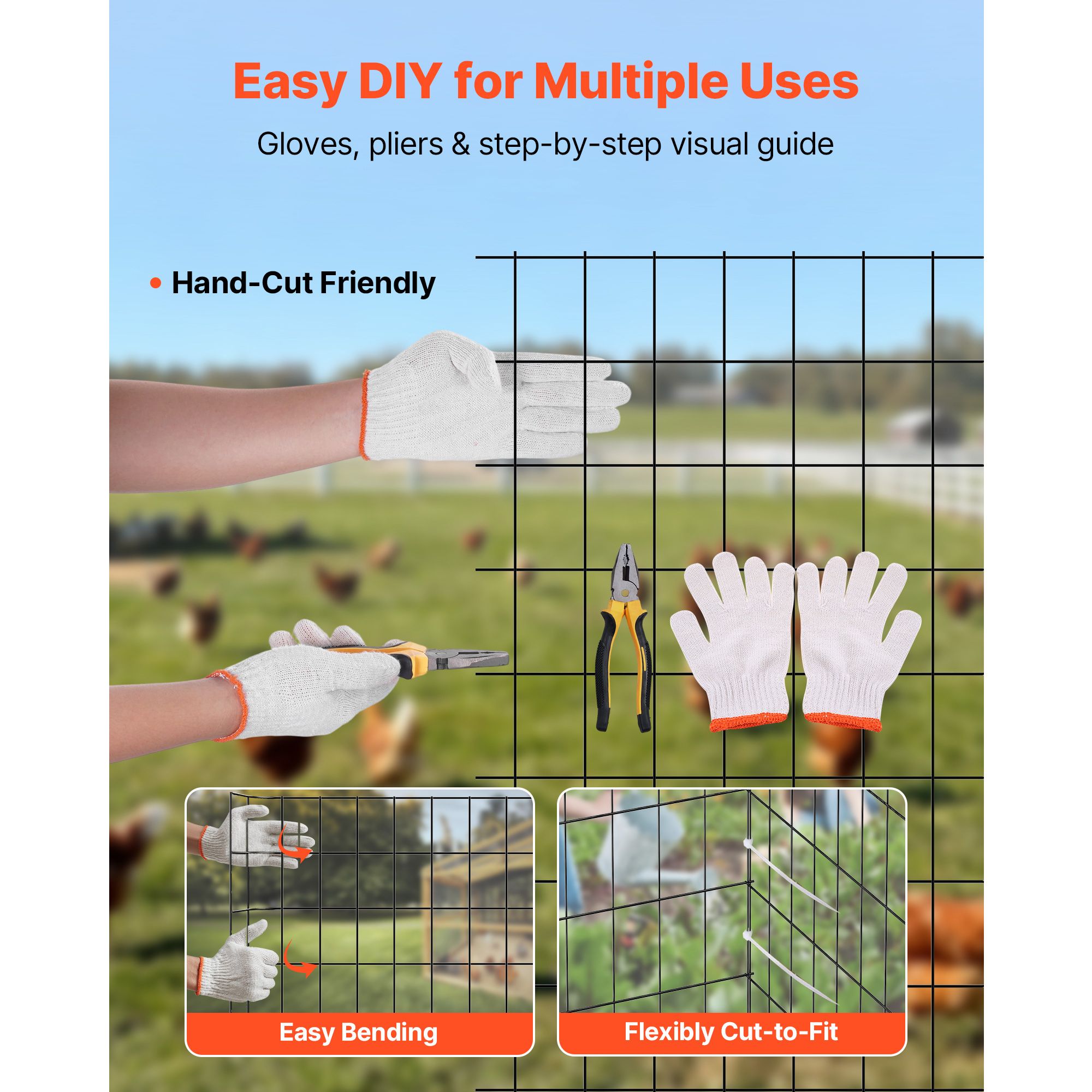Hardware Cloth 91cm x 7.62m, 2 × 3 in Mesh 16 Gauge Galvanized Wire Mesh Roll, Weather-Resistant Vinyl Coated Chicken Wire Fencing, Heavy Duty Welded Garden — image 6