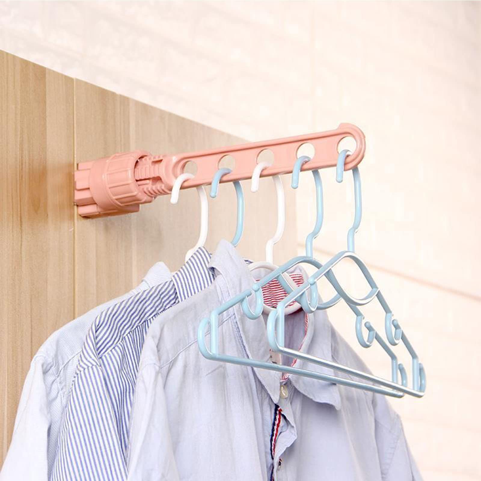 2 pcs Folding Wall Mount Clothes Hanger Non-Drilling Wall Mounted Clothes Hanger Rack - Portable Travel Laundry Drying Rack — image 5