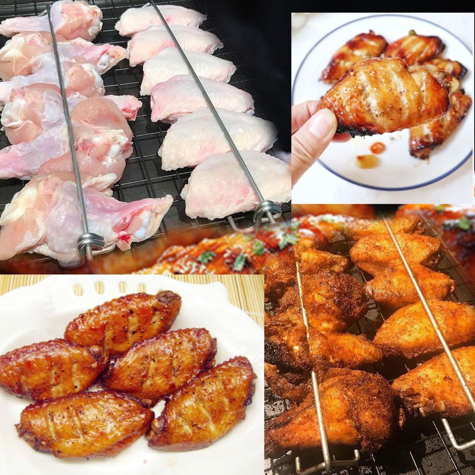 Clamping Wing Rails for Grilling Chicken Wings