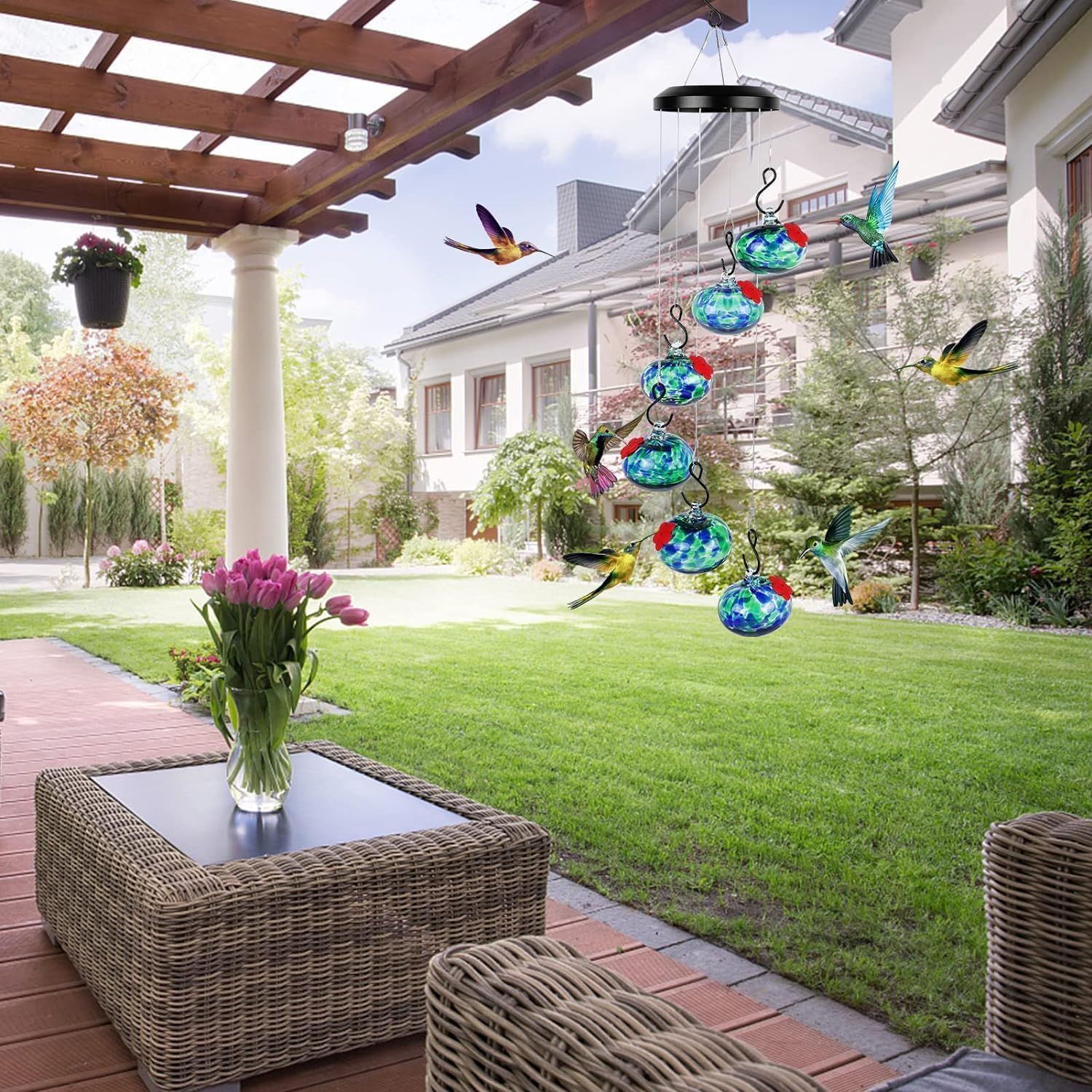 Charming Wind Chimes Hummingbird feeders, Hummingbird Feeders for Outdoors Hanging Ant and Bee Proof, Wind Chime — image 3
