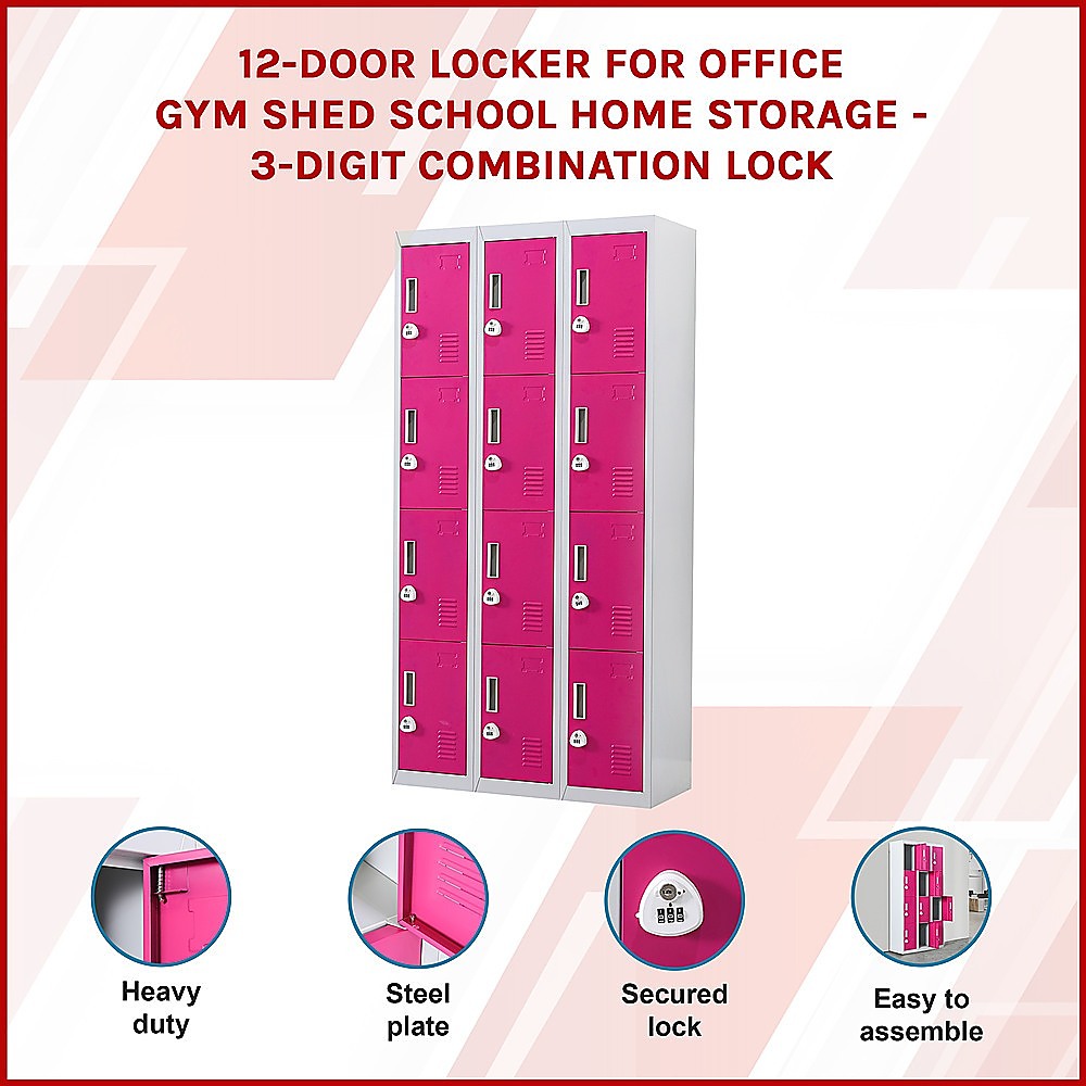12-Door Locker for Office Gym Shed School Home Storage - 3-Digit Combination Lock โ image 3