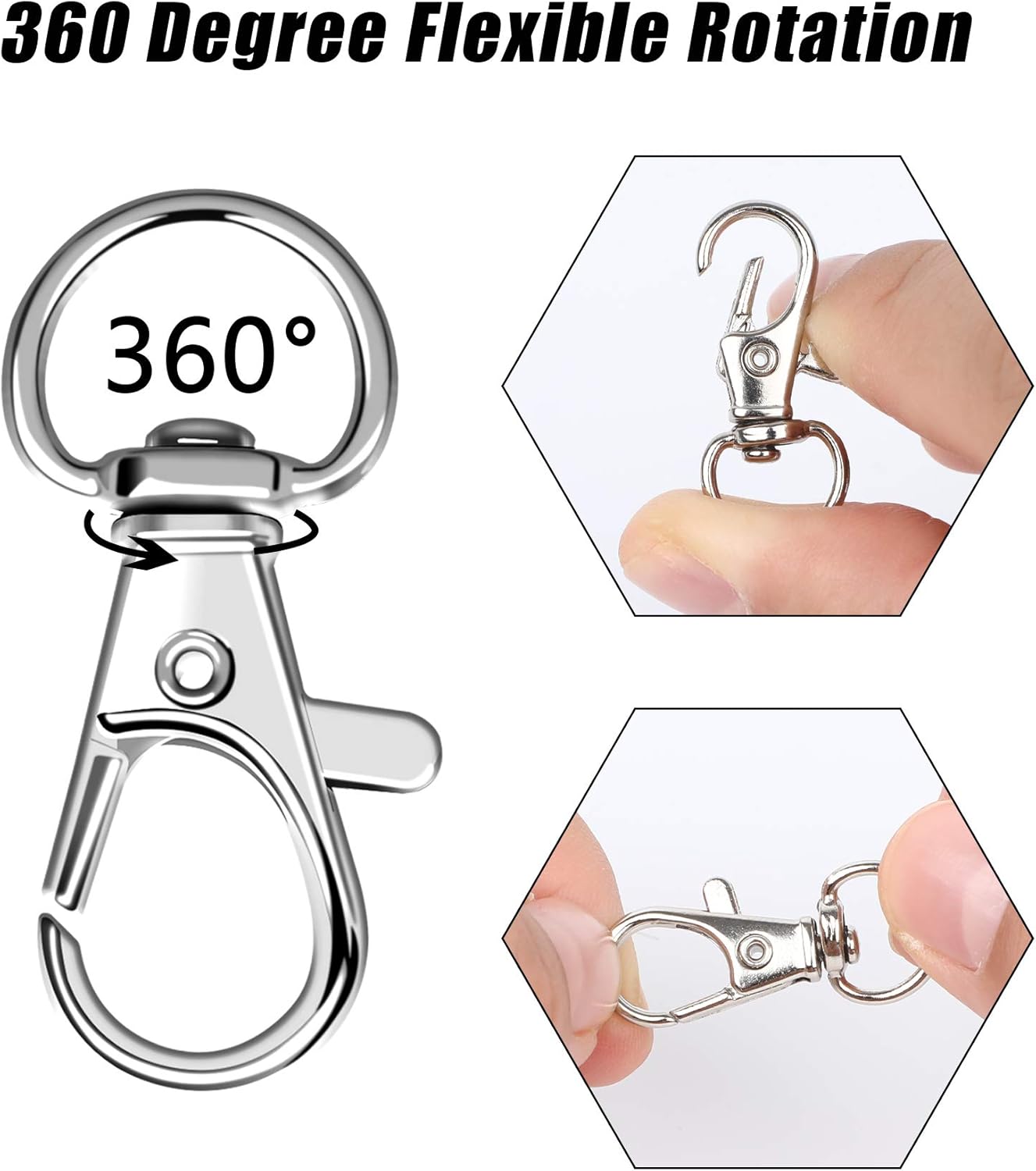 100PCS Swivel Snap Hooks with Key Rings, 50Pcs Key Chain Clip Hooks and 50Pcs Key Rings, Lanyard Lobster Claw Clasps for Keychains Jewelry Art Crafts (Silver) โ image 5
