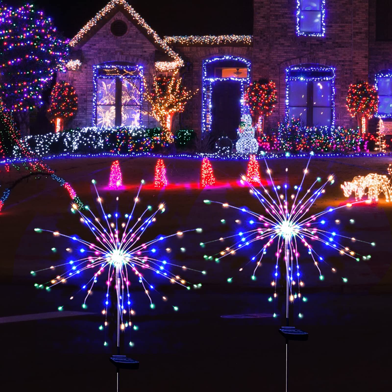 Solar Garden Lights Solar Lights Outdoor Waterproof 2 Pack Solar Powered Firework Stake Lights 120 LED Solar Outside (Colorful) — image 3