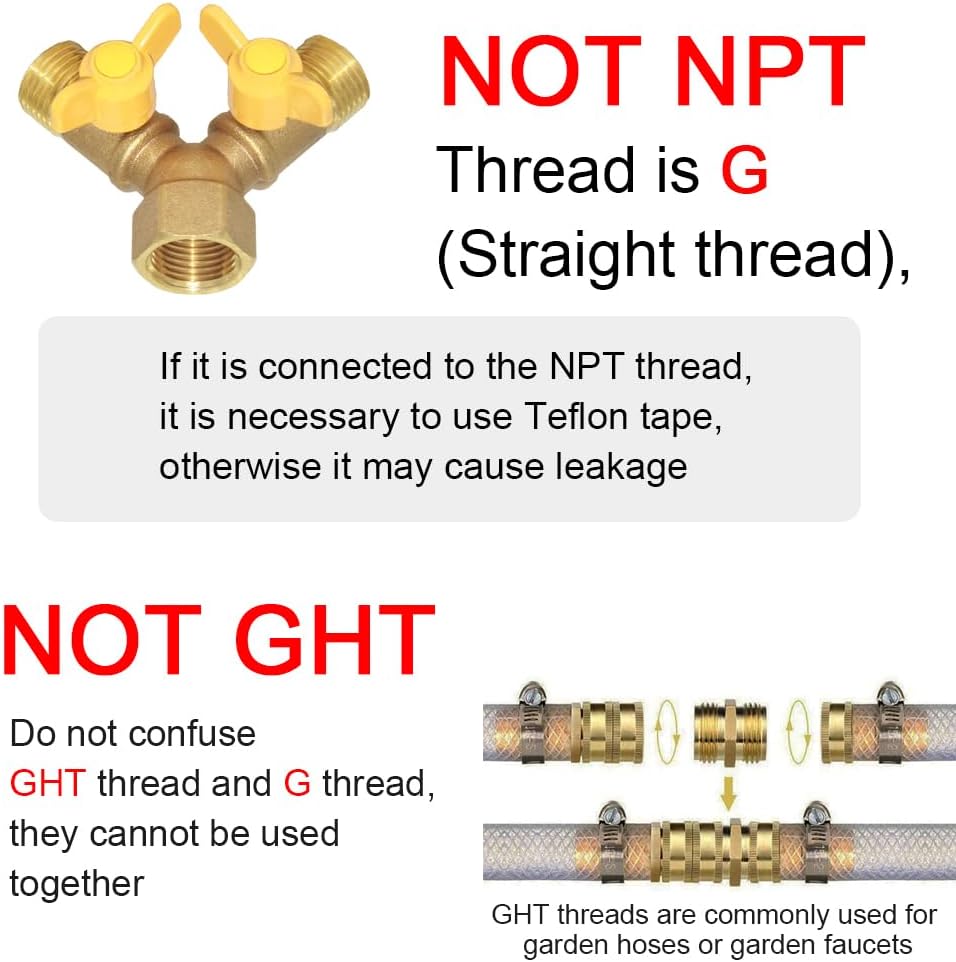 3 Way Split Brass Shut Off Ball Valve Fitting G 1/2" Male x 1/2" Female Thread Y Shaped Type Union Intersection with 2 Switch — image 3