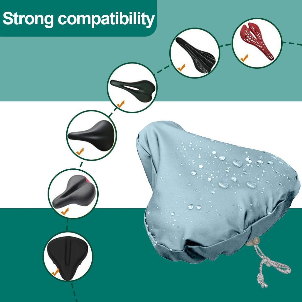 Bicycle Saddle Cover - Waterproof Saddle Cover - Cover for Bicycle Saddle - Rain Cover - Saddle Cover - waterproof bicycle saddle cover - with drawstring — image 2