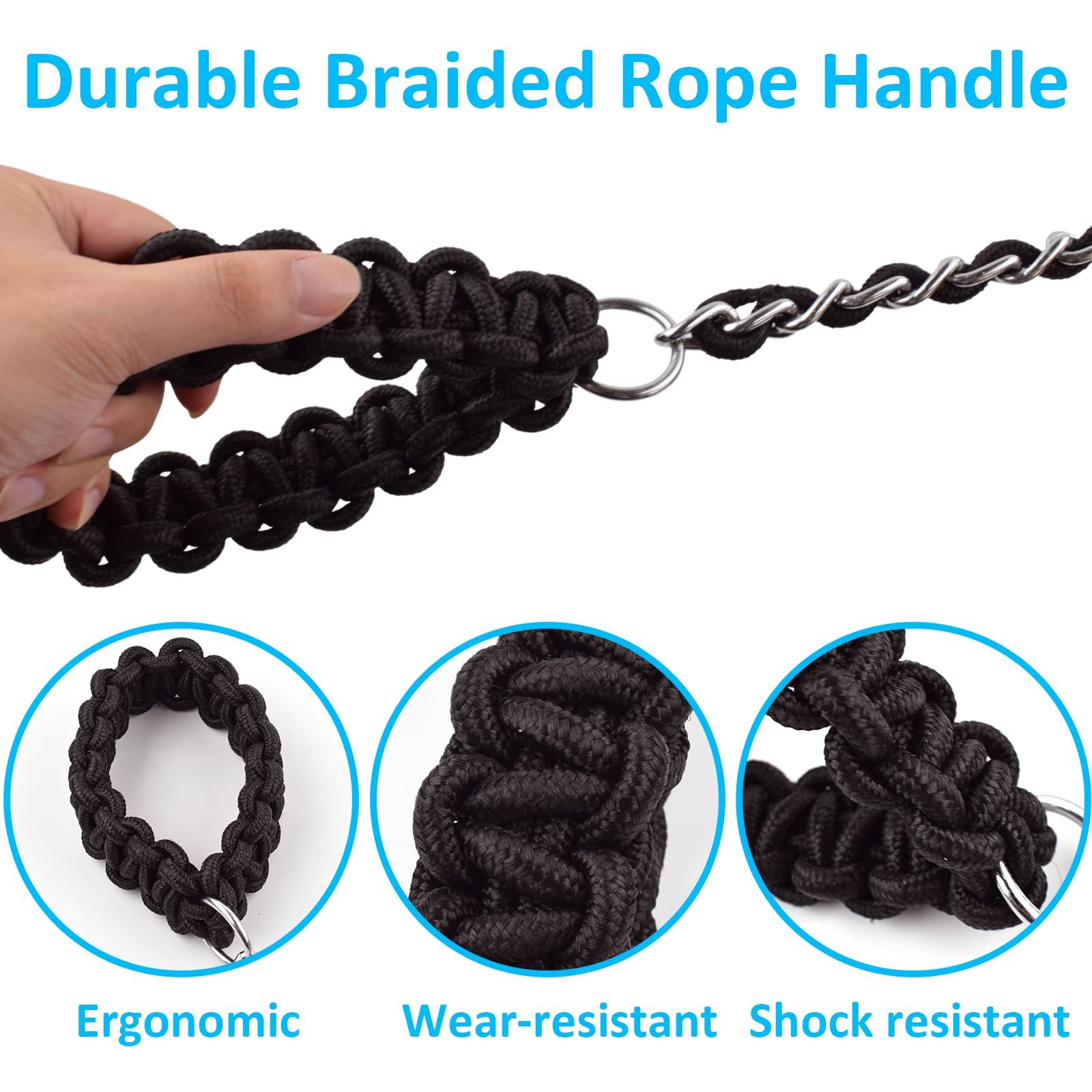 Heavy Duty Dog Leashes Metal Pet Chain Lead with Soft Rope Handle for Medium Large Dogs L-170 * 0.5cm single rope — image 2