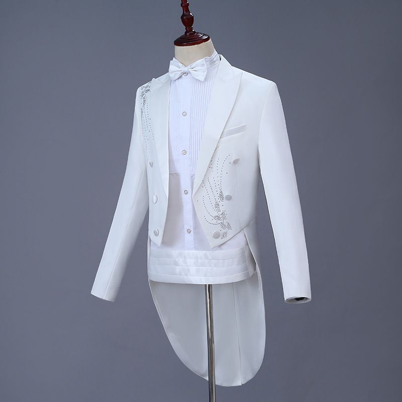 Men Slim Tuxedo Suit Stage Performance Formal Wear Purple Drill โ image 4