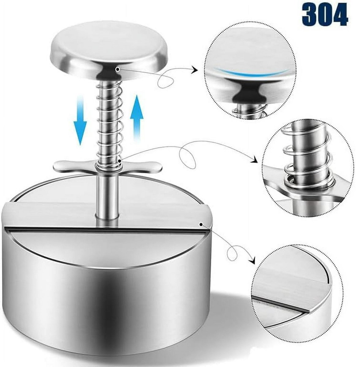 Hamburger Press - Round Stainless Steel Non-Stick Hamburger Press - Patty Mold - Grilling Tool - Patty Mold — image 2