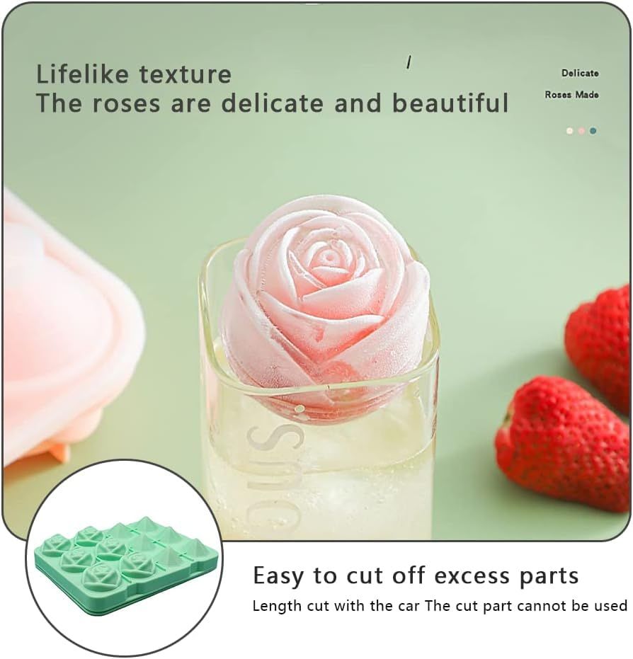 12 Cavity Small Diamond Rose Ice Cube Mold Silicone Rose Mold Ice Cube Tray Ice Ball Mold Ice Tray With Lid Candy Chocolate Cake โ image 5