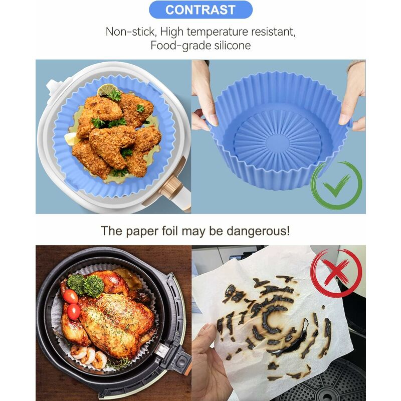 2 pcs Silicone Basket Air Fryer Accessories, Reusable Silicone Basket 16X14Cm For Airfryer, Microwave, Cake Pan โ image 3