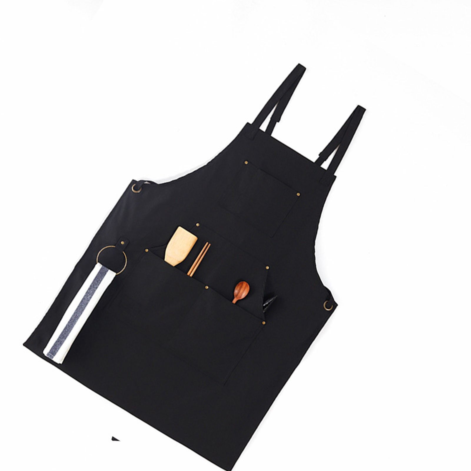 Barbecue Apron Adjustable Waterproof Work Tool Apron with Multiple Pockets Kitchen Apron — image 2