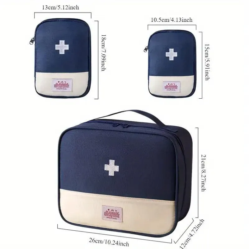 Set of 3 Portable Travel Medical Bags Organiser for Home Emergency Storage Use - Navy — image 4