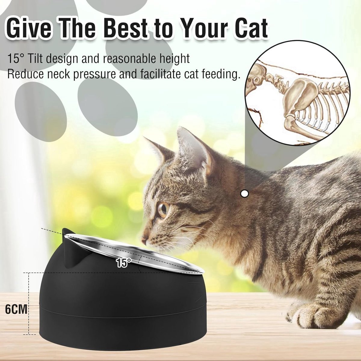 Dog Food Bowl - Cat Food Bowl - Stainless Steel - BPA-Free - Removable 2-in-1 Pet Bowl - 15° Tiltable - 2 × 200 ml - Dog Bowl - Sturdy - Durable - Non-Slip — image 3