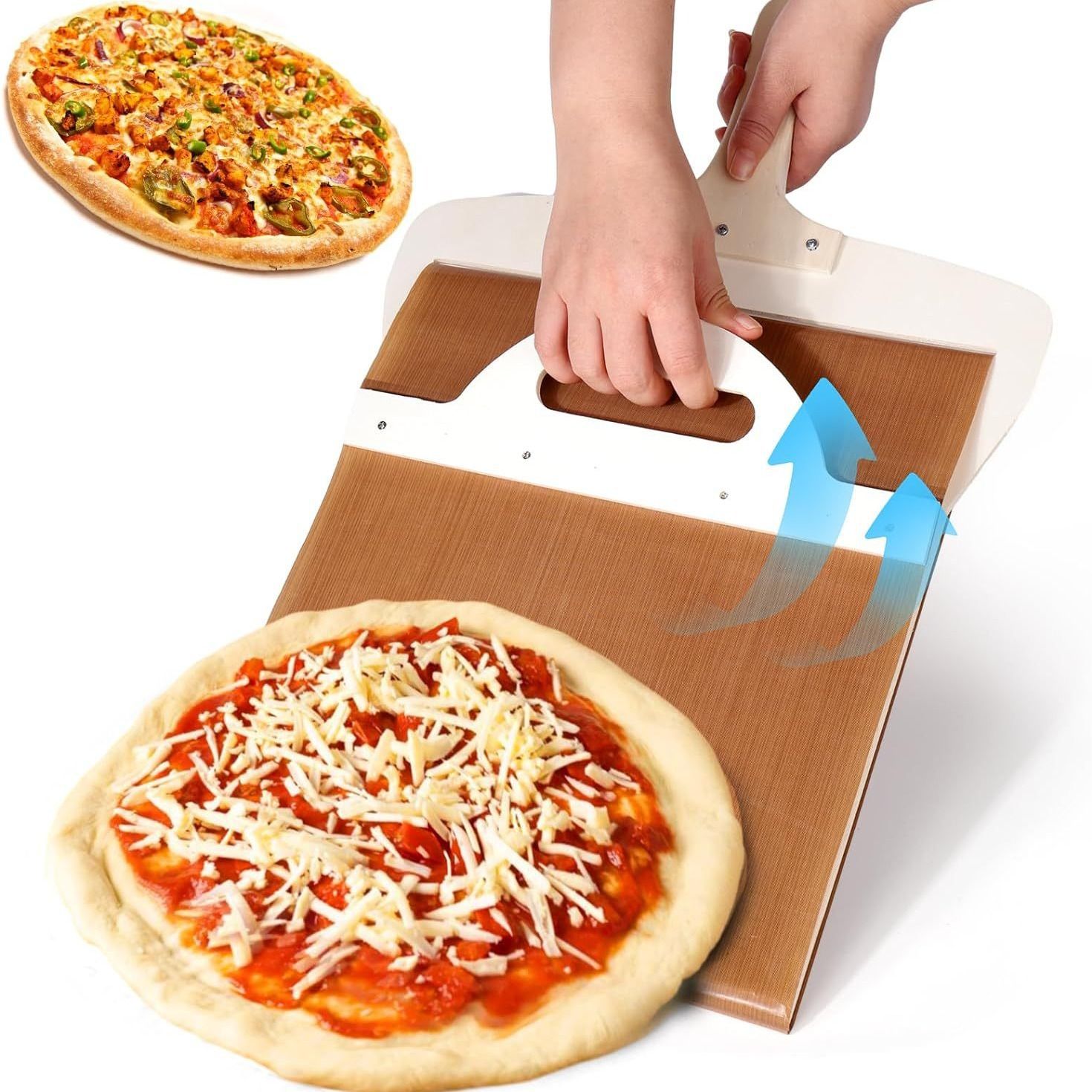Smart Slider that Transfer Pizza Perfectly,Pizza Peel Slider, Pizza Paddle Slider With Handle & Baking Cloth Non-Stick โ image 2