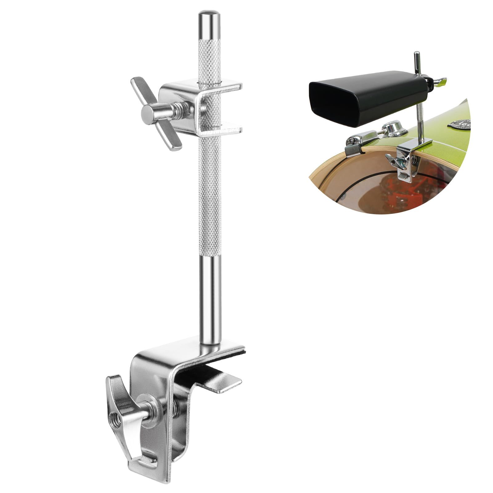 Pearl Bass Drum Hoop Mount Cowbell Holder with Non-Finish Marring Clamping Jaws and Height-Adjustable Cowbell and Percussion Accessory Clamp — image 2
