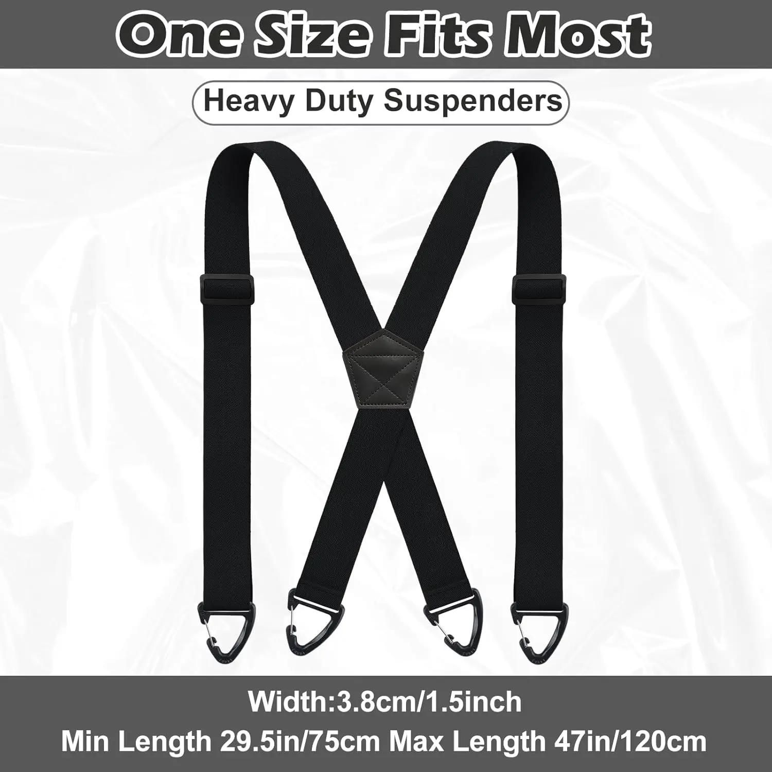 1.5 Inch X-Back Hidden Elastic Suspenders with 4 Metal Clips, Heavy-Duty Corn Weave Braces for Men Women Work Wear and Outdoor Use, 2PCS Coffee 120 × 3.8cm — image 4