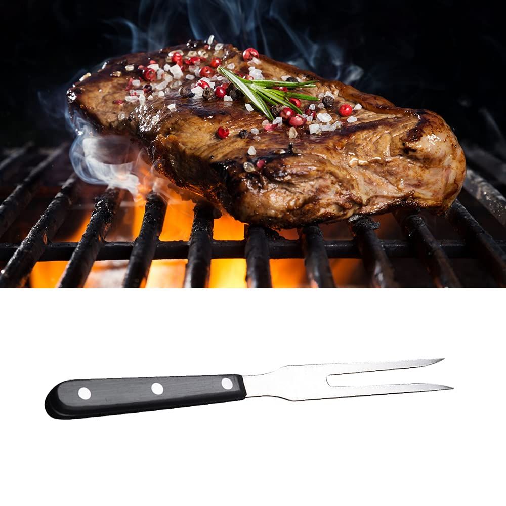 Carving Fork Pot Forks Stainless Steel Meat Serving Fork with Plastic Handle Serving Grill Fork Black Handle Barbecue Fork — image 5