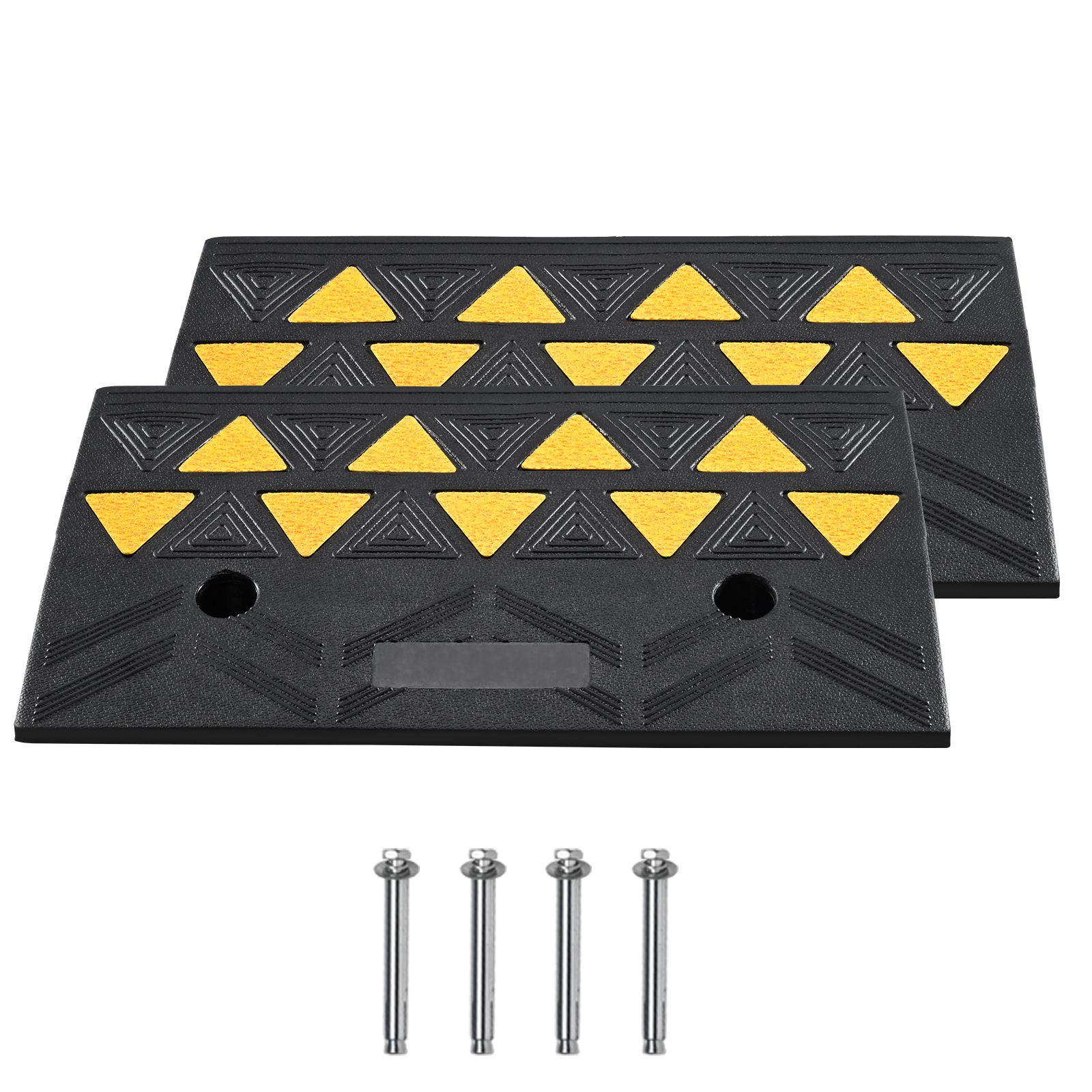 Rubber Curb Ramp 2 Pack, 11 cm Rise Height Heavy-Duty 15 tons Load Capacity Threshold Ramps, Driveway Ramps with Stable Grid Structure for Cars, Wheelchairs