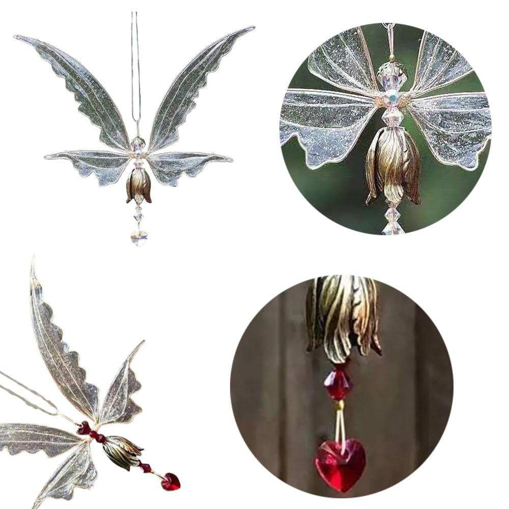 Angel Wings Butterfly Wind Chime, Angel Flower Butterfly Wind Bell with Hanging Rope,Inspirational Wind Chime — image 2