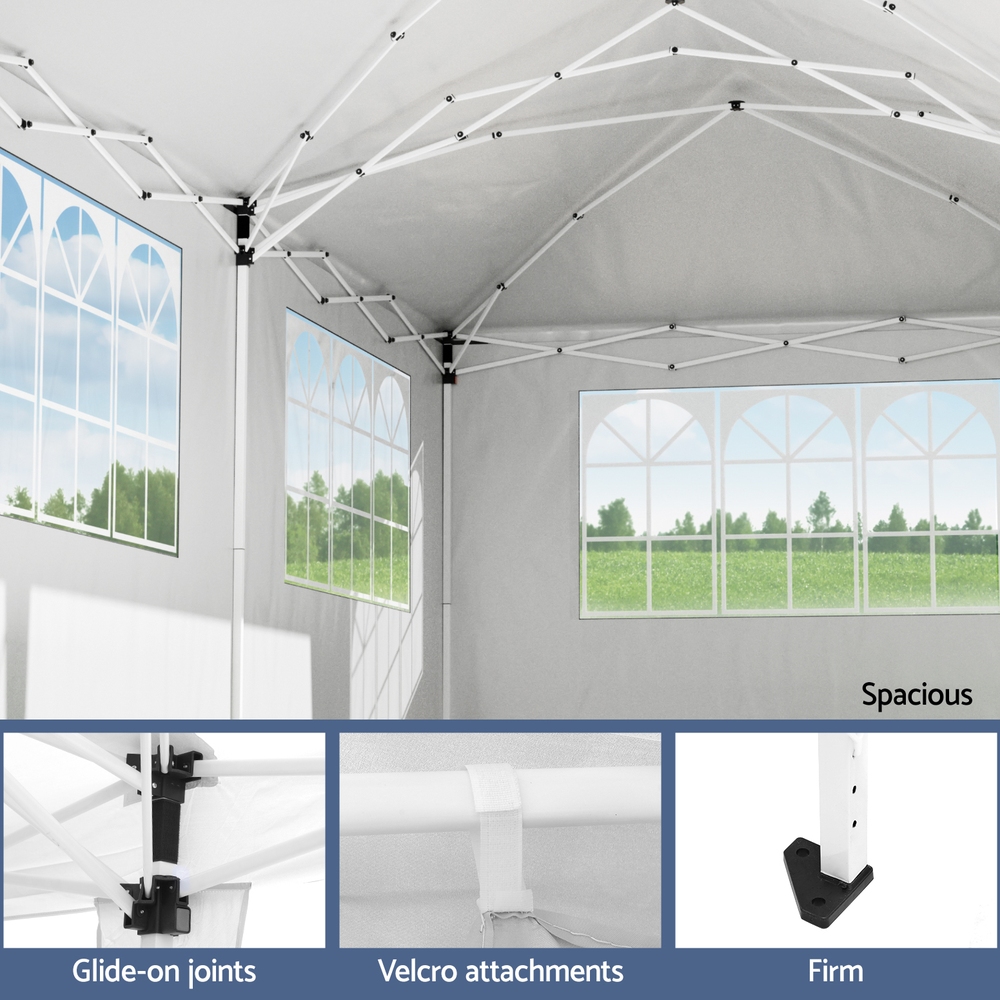 Instahut Gazebo 3x6m Pop Up Marquee Wedding Party Outdoor Camping Canopy Grey — image 6