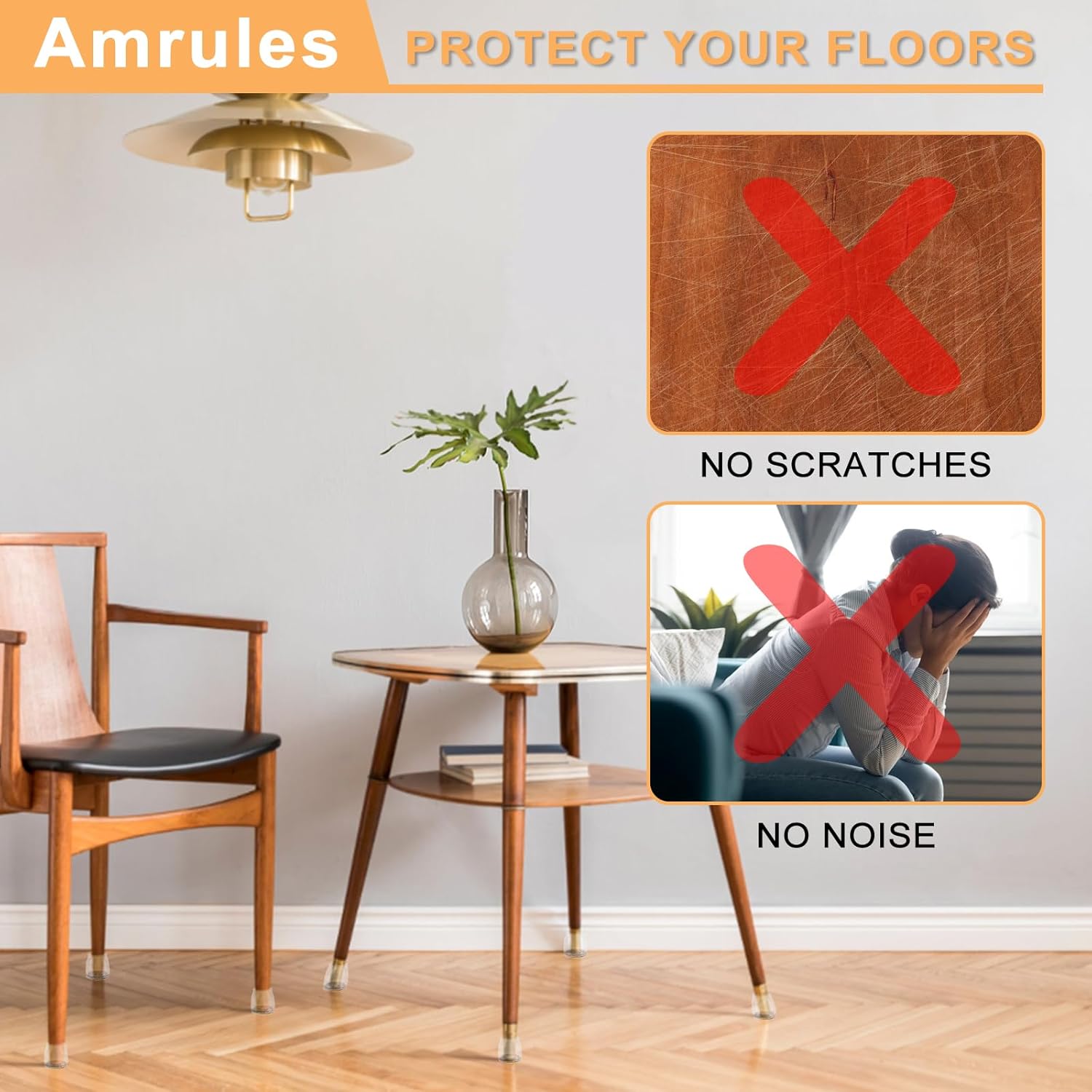 36Pcs Round Chair Leg Floor Protectors, Silicone Chair Feet Caps to Protect Tile Floors, Felt Pads Furniture Leg Caps Covers from Scratches and โ image 5