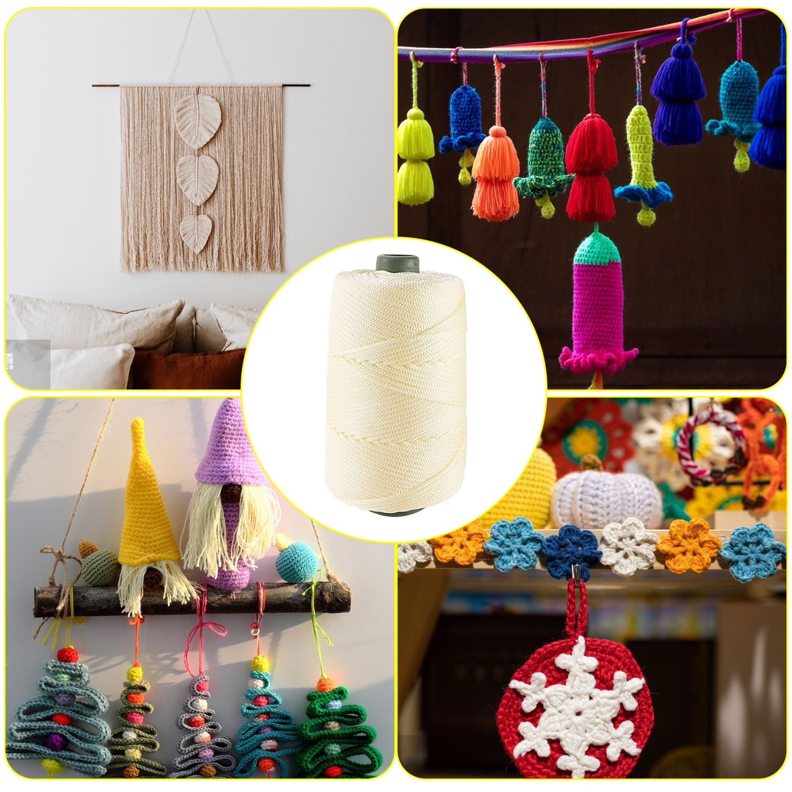 32 Colors Macrame Cotton Cord 200g/7.05oz,100% Natural Handmade 4 Strands Twisted Cotton Rope Polyester Thread Spools for Wall Hanging Plants Hangers Gift — image 4