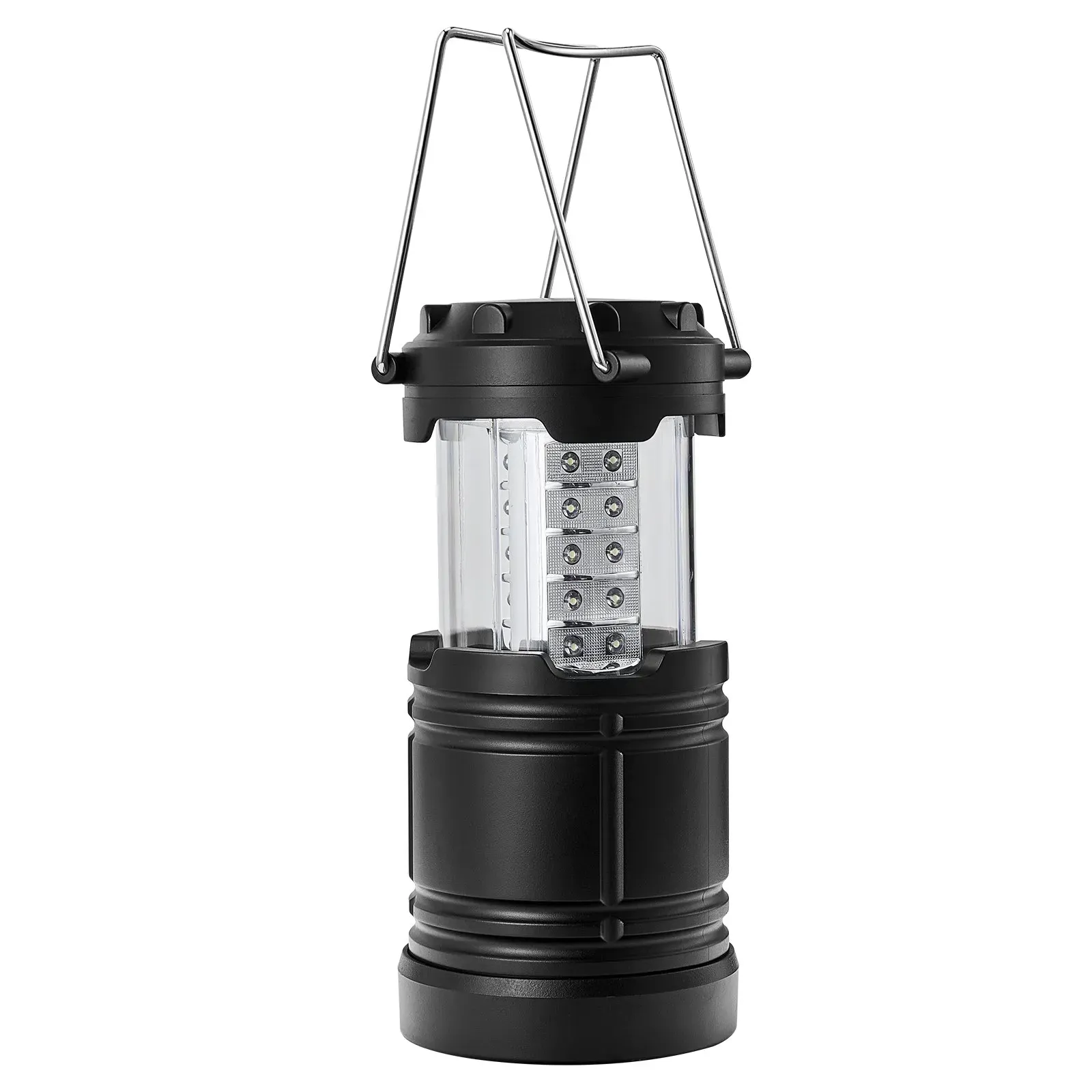LED Camping Lanterns, 4 Pack, Magnetic Base, Battery Powered Lights, Lightweight Hanging Collapsible Lights, Black