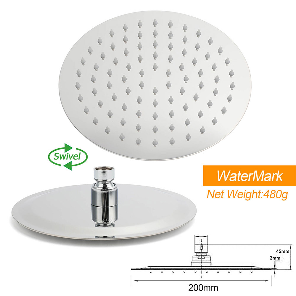 WELS Chrome Dual 8" Slim Rain Shower 5 Modes Rose Mixer Valve Sliding Rail Set + Taps โ image 6