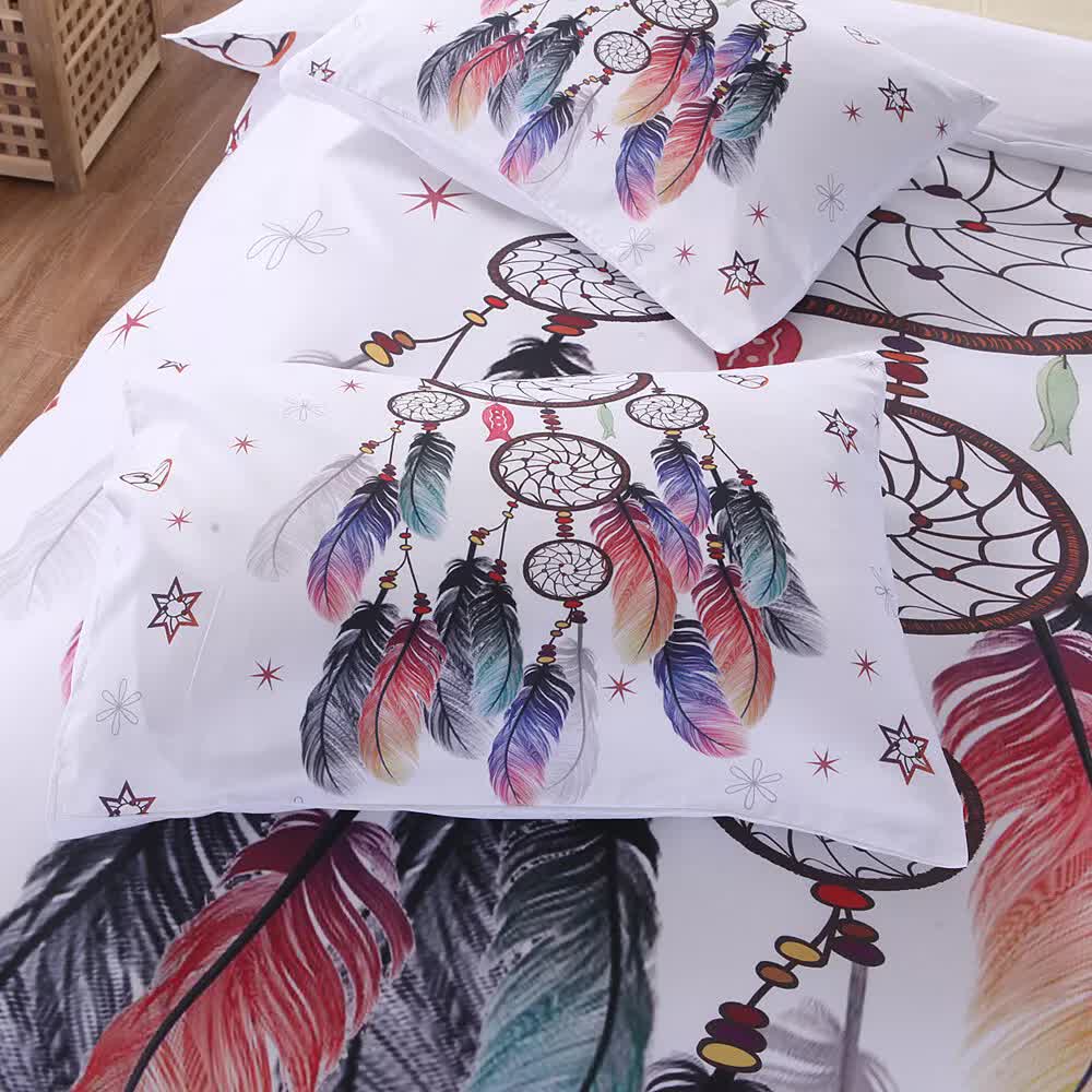 Dream catcher Printed Duvet Cover Set with Matching Pillowcases - white-Queen — image 3