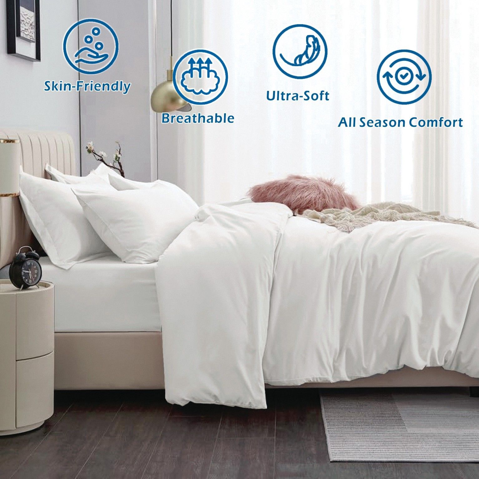 3 Piece Hotel Soft Microfiber Quilt Cover Set-2000TC Duvet/Donna Cover Set & Pillowcases -1 Quilt Cover Zipper Closure & 1 x Pillowcases-Breathable Bedding — image 2