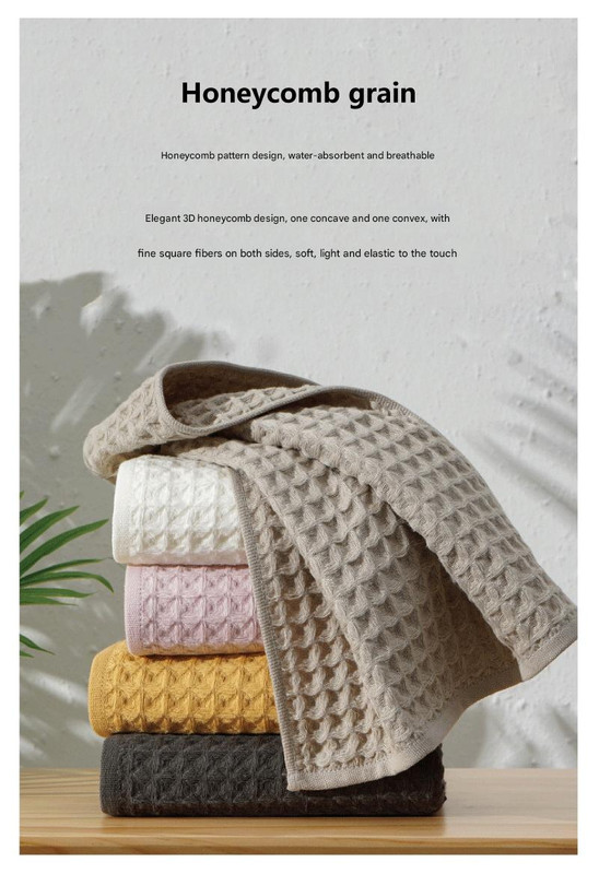 Luxurious 100% Cotton Waffle Weave Towel Set - 3-Piece Absorbent, Quick-Drying & Soft(Pink) โ image 5