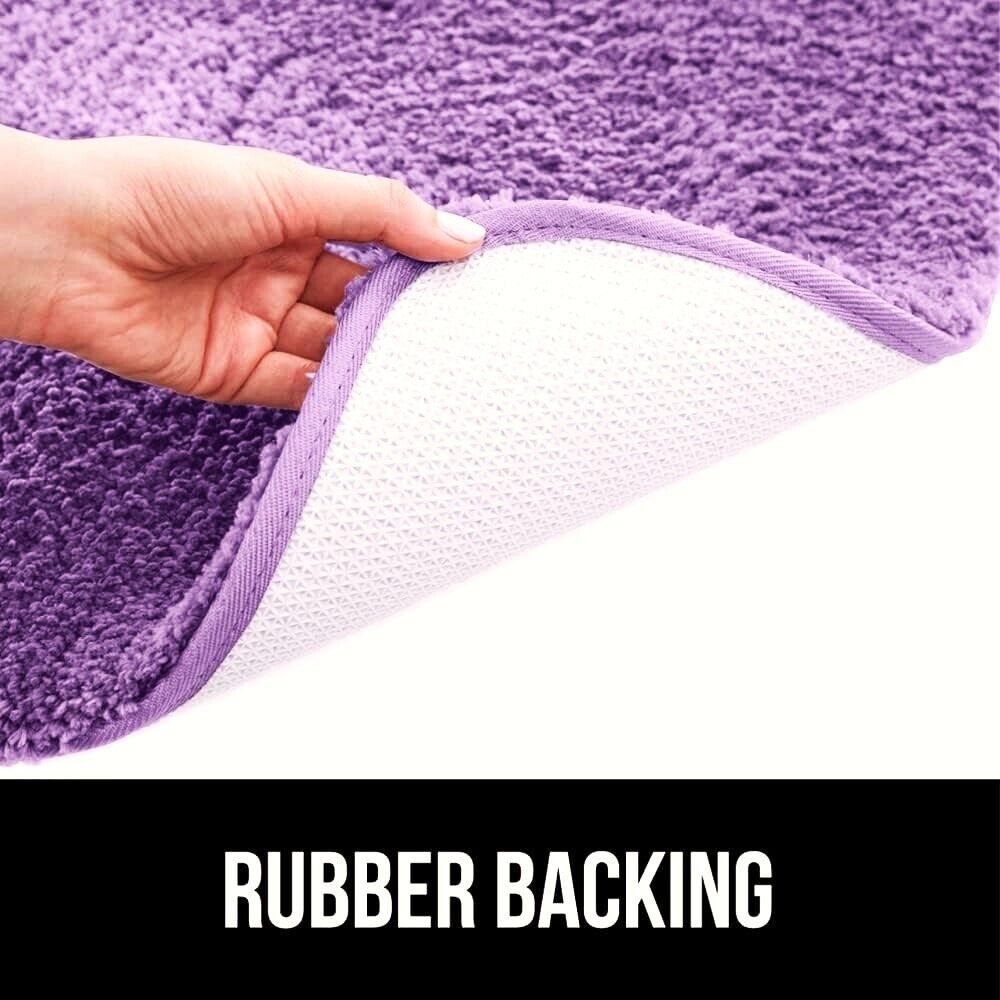Bathroom 6 Modern Solid Print 3-Count Grey Polyester Bath Rugs, 18 x 28, Non-Slip Backing Purple — image 2