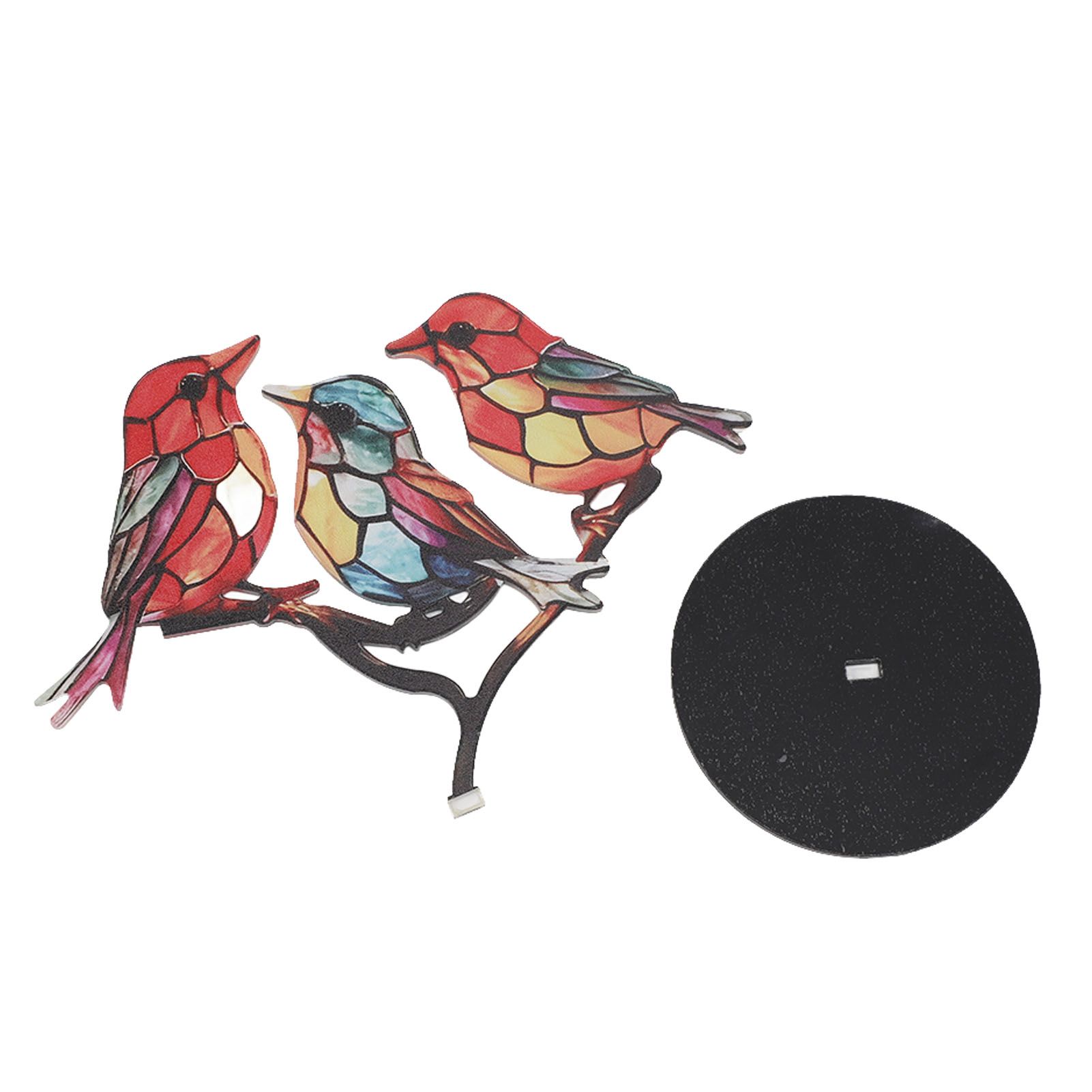 Birds On Branch Ornaments Craft Acrylic Colorful Vivid Flat Animal Statue Decoration for Desktop Office Home 3 Birds in Opposite Direction — image 3