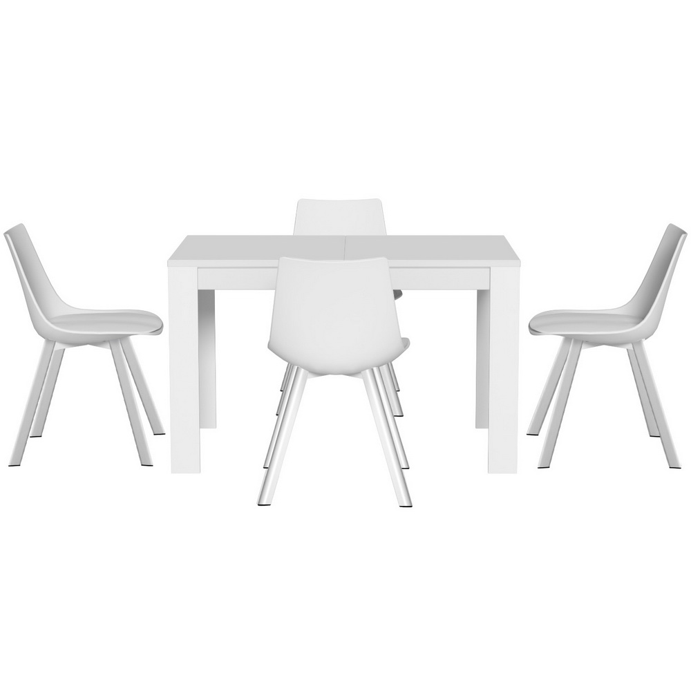 1 Artiss Dining Table and 4 Chairs Set Rectangle White — image 3