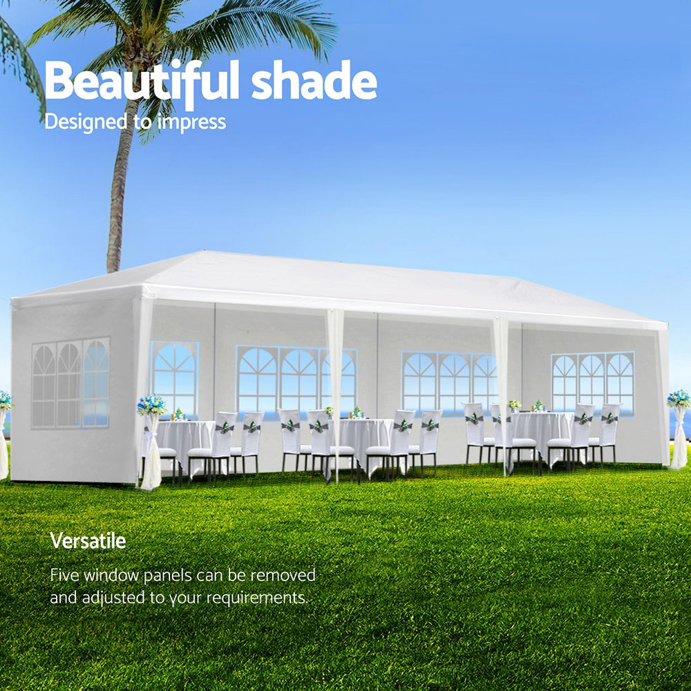 Instahut Gazebo 3x9m Marquee Wedding Party Tent Outdoor Camping Side Wall Canopy 5 Panel White โ image 4